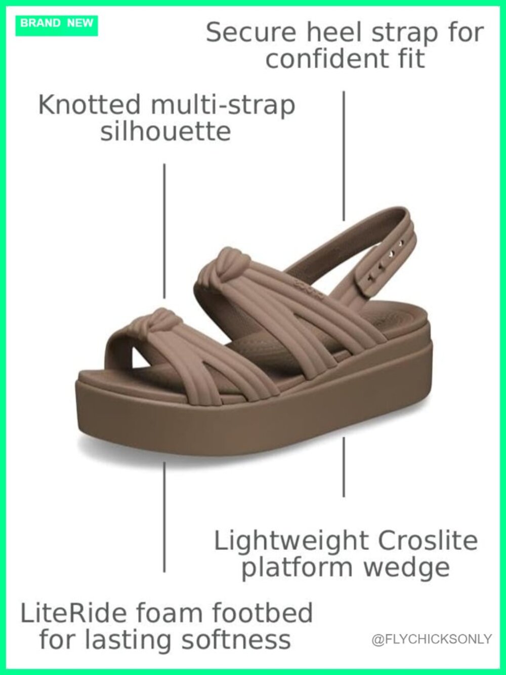 Crocs Brooklyn Knot Low Wedge Platform Sandals Knotted Multi-Strap Slip On
